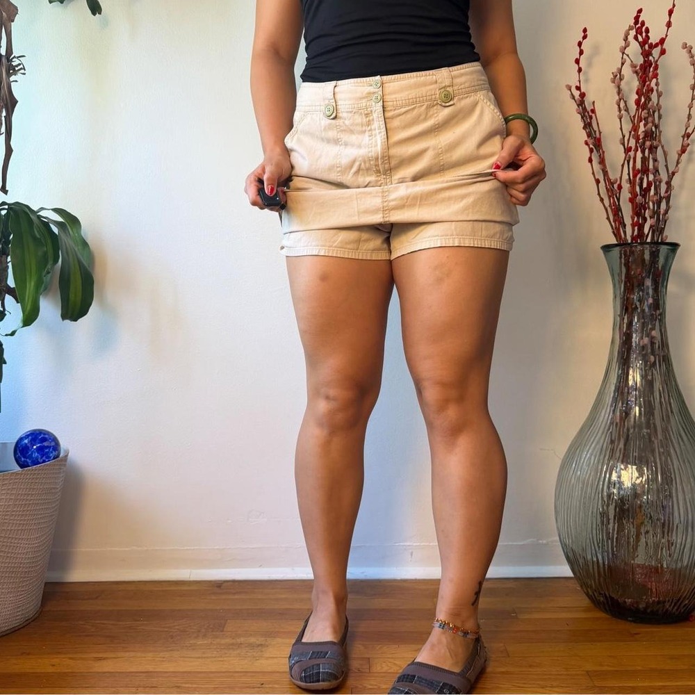 New York & Company Tan Cotton Utility Skort Y2K Granola Gorpcore Size 10